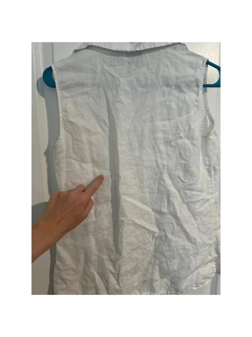 100% Irish Linen Tank Blouse – Size Small – White